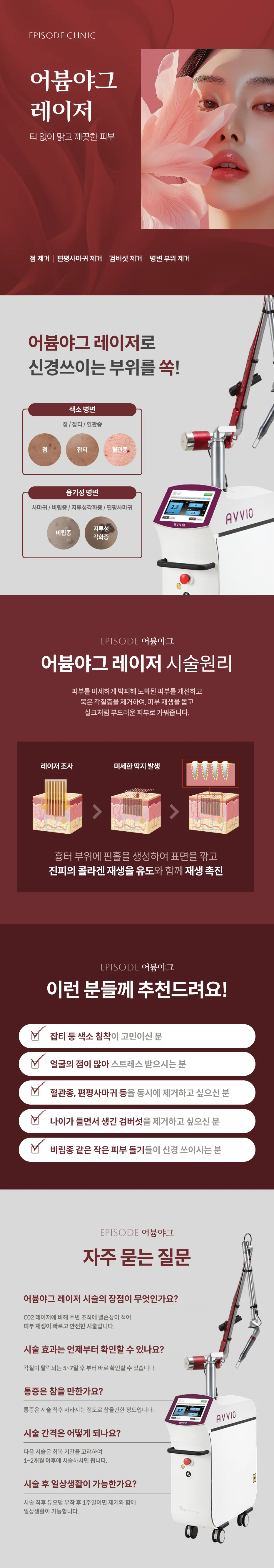 어븀야그 레이저 상세 안내: 점, 편평사마귀, 검버섯, 병변 부위 제거, 색소 병변과 융기성 병변 종류, 시술 원리, 대상 안내, 자주 묻는 질문