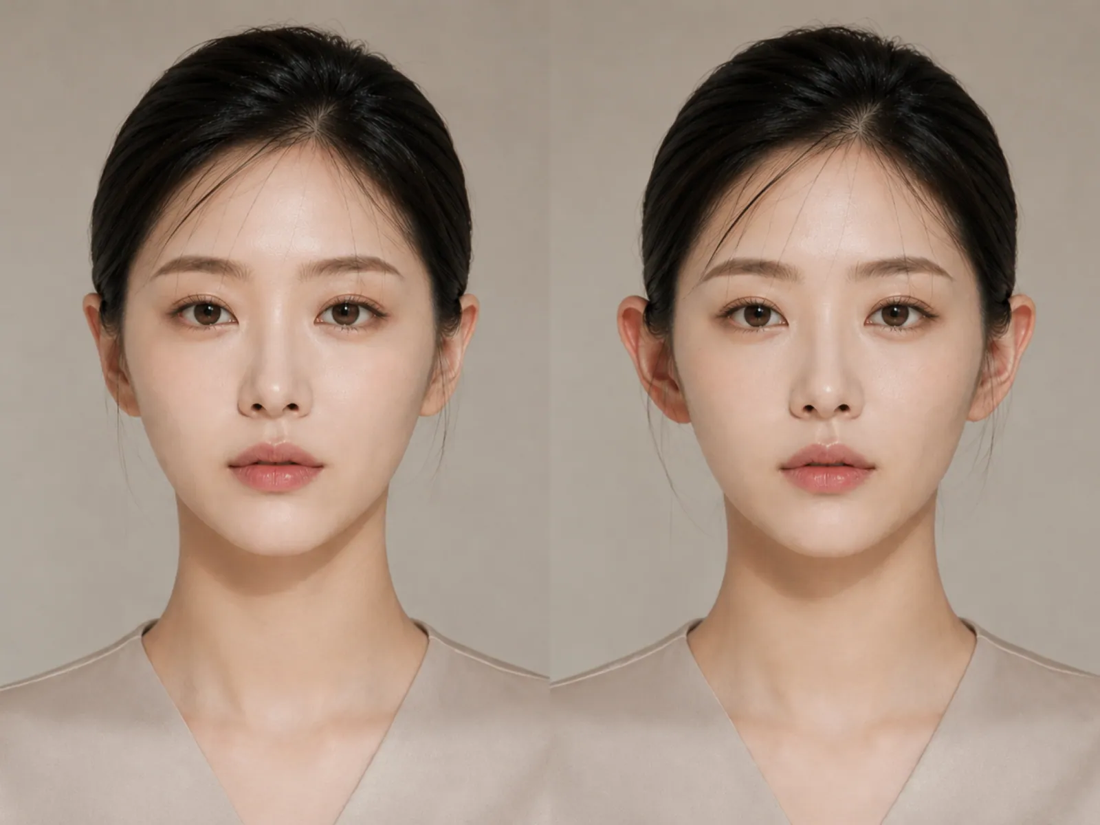 귀 각도에 따라 얼굴 폭이 달라 보이는 비교